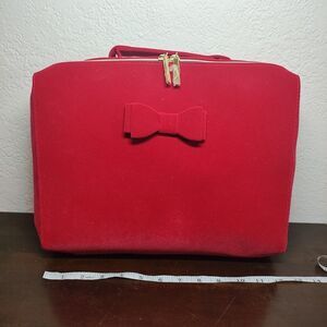 Estee Lauder Red Velvet Cosmetic Makeup Bag Train Case